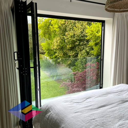 Glass balustrade (Juliet balcony) colour glass glazing